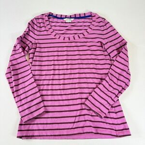 Boden Women 10 Pink Brown Stripe Top Euro Minimalist Lagenlook Scandi Muted Soft